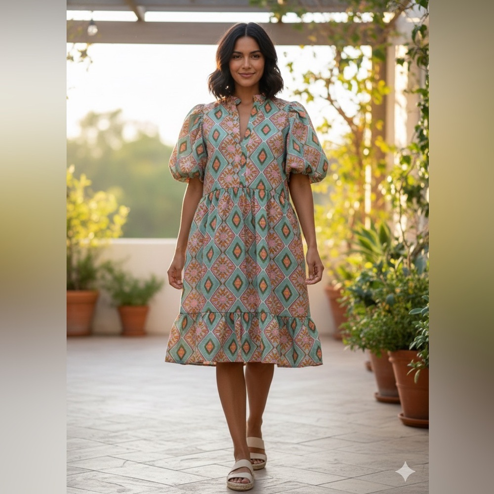 GeeGee Size L Geometric Patterned Dress